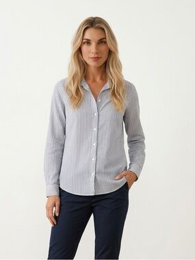 ✨Divided H&M Blue and White Striped Button Down Shirt | Medium | 100% Cotton